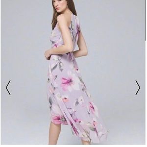 White House Black Market Lavender Floral Chain Halter High Low Dress Size 6